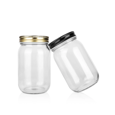 16oz 470ml Wide Mouth Food Grade Glass Jar Food Storage Glass Container for Honey Coconut Oil Pickles Maple Syrup with Lid