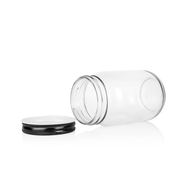 16oz 470ml Wide Mouth Food Grade Glass Jar Food Storage Glass Container for Honey Coconut Oil Pickles Maple Syrup with Lid