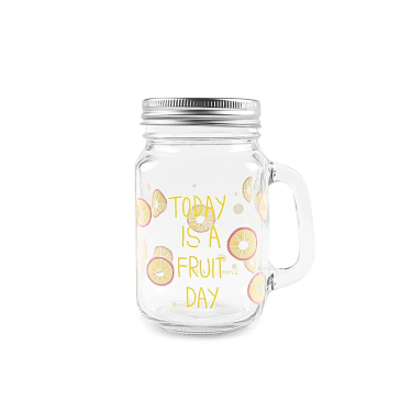 Wholesale 16oz Eco-Friendly BPA Free Food Grade Beverage Glass Mason Jar with Handle Lids