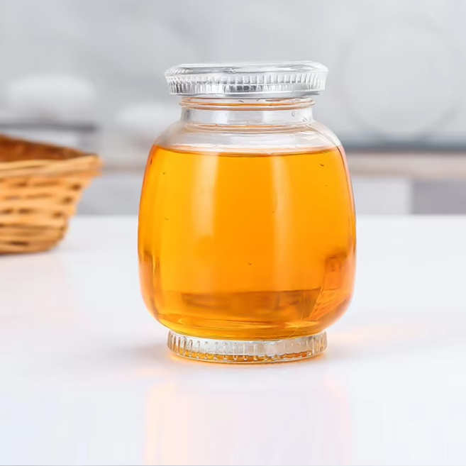 Wholesale 350ml Glass Creative Jam Jar Bird’s Nest Glass Honey Jar with Metal Screw Lid and Transparent Cover