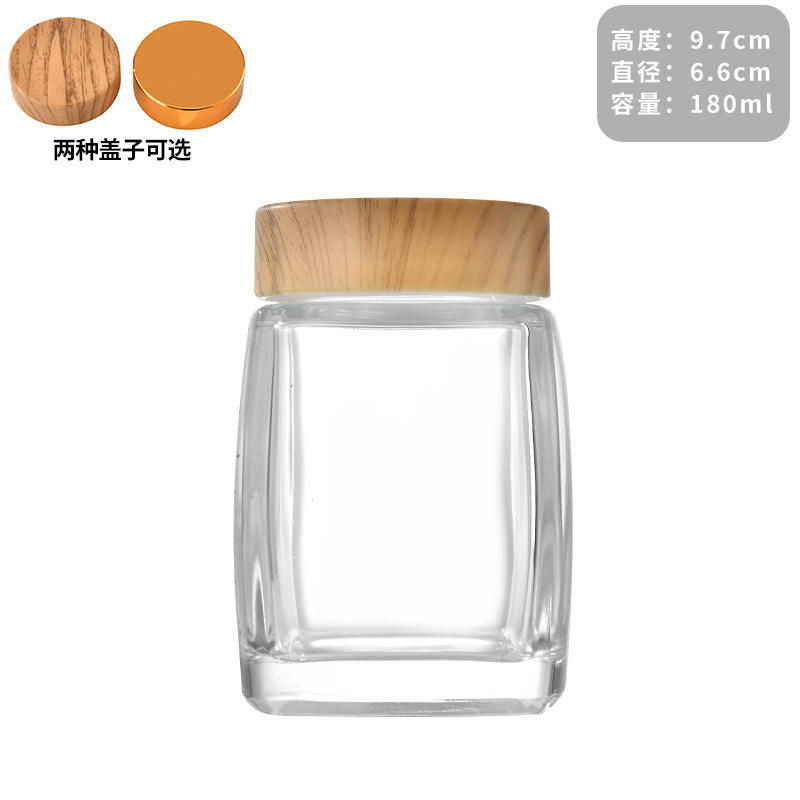 Food Packaging Square Storage Jar Wide Mouth Glass Honey 100ml 180ml 280ml 360ml 500ml Glass Jars Honey Jam With Lid