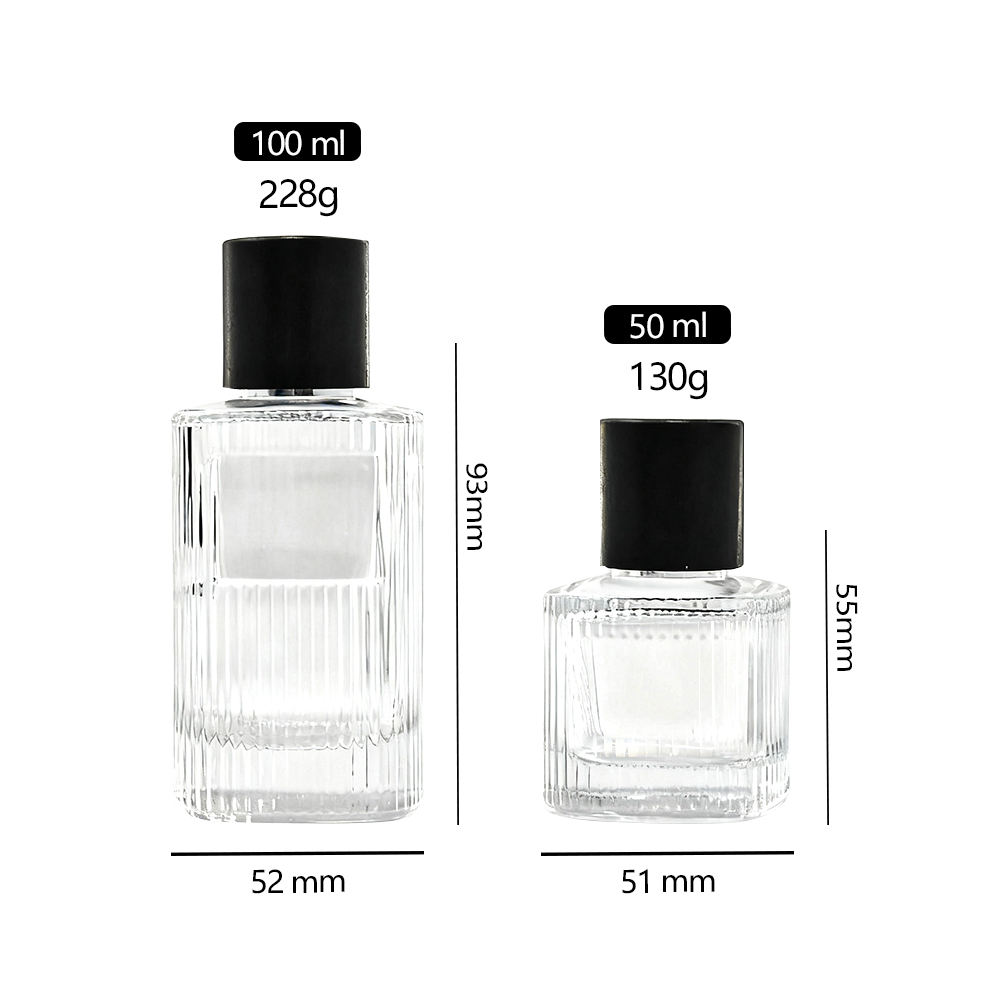 Wholesale Cylinder Vertical-striped Empty Perfume Spray Bottle 50ml 100ml Premium Glass Pump Sprayer Luxury