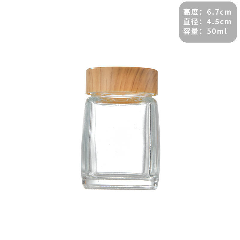 Food Packaging Square Storage Jar Wide Mouth Glass Honey 100ml 180ml 280ml 360ml 500ml Glass Jars Honey Jam With Lid