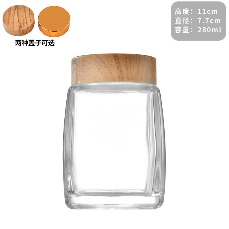 Food Packaging Square Storage Jar Wide Mouth Glass Honey 100ml 180ml 280ml 360ml 500ml Glass Jars Honey Jam With Lid