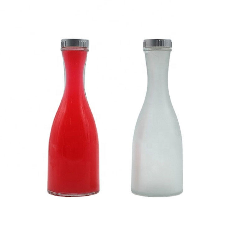Clear/Frosted Juice Glass Bottle Wholesale 150 250 350 ML Fancy Empty Glass Clear Juice Bottle With Screw Cap