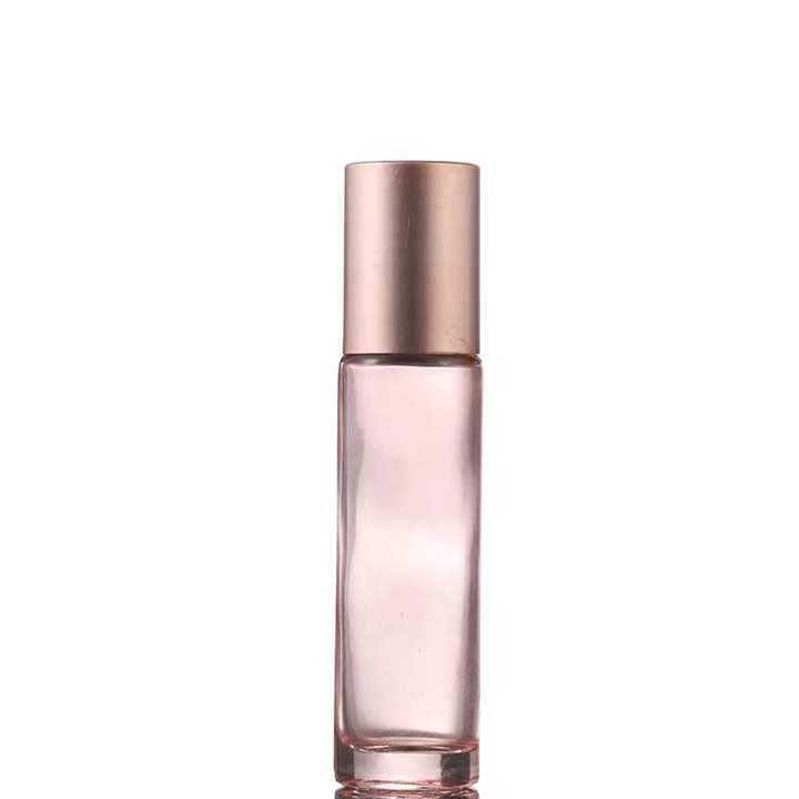 Essential Oil Use 10ml Pink Roll on Glass Roller Bottle With Gemstone Roller Ball and Rose Gold Cap