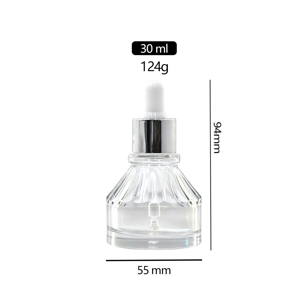 Thickened Dropper Glass Bottle with Silk Screen Printing Cylinder Shape Screw Cap for Skin Care Essential Oil Bottle