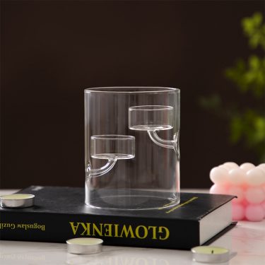 European Oversized Home Glass Candlestick Factory Direct Creative Transparent Rotation Candle Holders for Christmas for Home