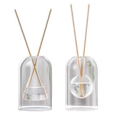 High Quality Decorative Double-walled Borosilicate Glass Tabletop Vase Aromatherapy Glass Bottle Empty