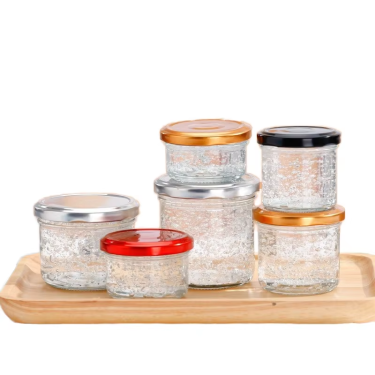 50ml-380ml Clear Empty Big Mouth Glass Jars for Bird's Nest Caviar Jam Honey Kimchi Customized Screen Printing