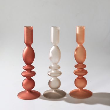 European Style Light Luxury Frosted Glass Handmade Candle Holder Vintage Home Decor Items for Candlelight Dinner Parties