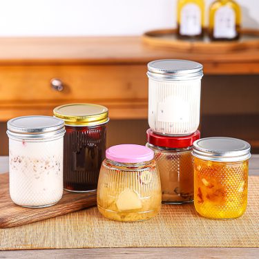 280ml 380ml 500ml 650ml Clear Empty Dot Embossing Freshly Stewed Bird's Nest Honey Glass Jars High-temperature Dispensing Glass Containers