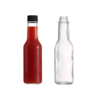 Wholesale 5oz Clear Empty Food Storage Glass Bottles with Screw Lids for Hot Sauce Pet Food Screen Printed Surface