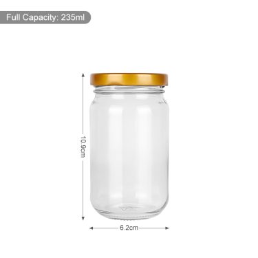 Wholesale empty 235ml 8oz glass jam honey jars with airtight metal lids