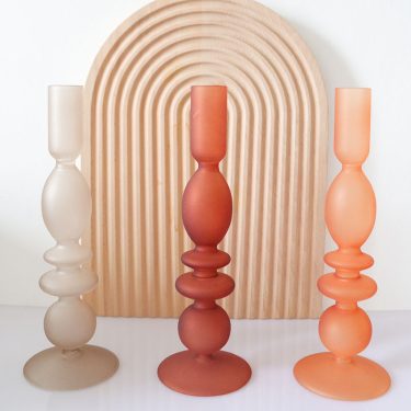 European Style Light Luxury Frosted Glass Handmade Candle Holder Vintage Home Decor Items for Candlelight Dinner Parties