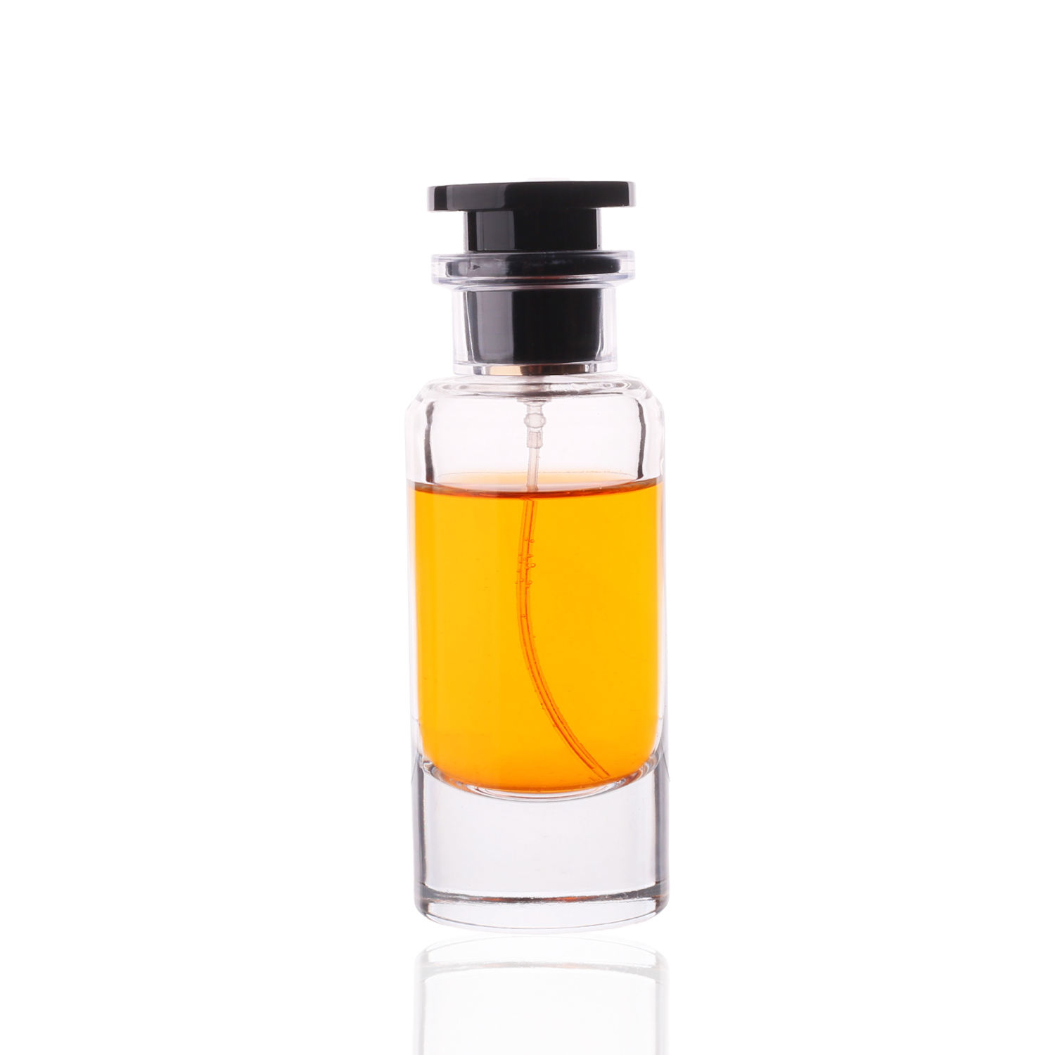 Wholesale High Quality Luxury Clear Empty Thick Based Glass Perfume Bottle With Black White Lid 50ml