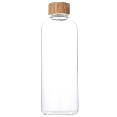 500ml Ecofriendly High Borosilicate Glass Water Bottles Bamboo Screw Cap Screen Printing for Juicing Milk Beverage