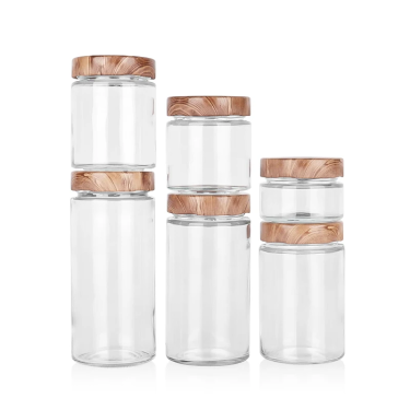 Wholesale Cylinder Simple Clear Airtight Glass Bottle Pickle Candy Dessert Nuts Glass Storage Jar with 58mm Cap