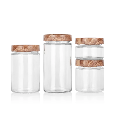 Wholesale Cylinder Simple Clear Airtight Glass Bottle Pickle Candy Dessert Nuts Glass Storage Jar with 58mm Cap