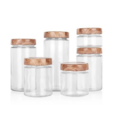 Wholesale Cylinder Simple Clear Airtight Glass Bottle Pickle Candy Dessert Nuts Glass Storage Jar with 58mm Cap