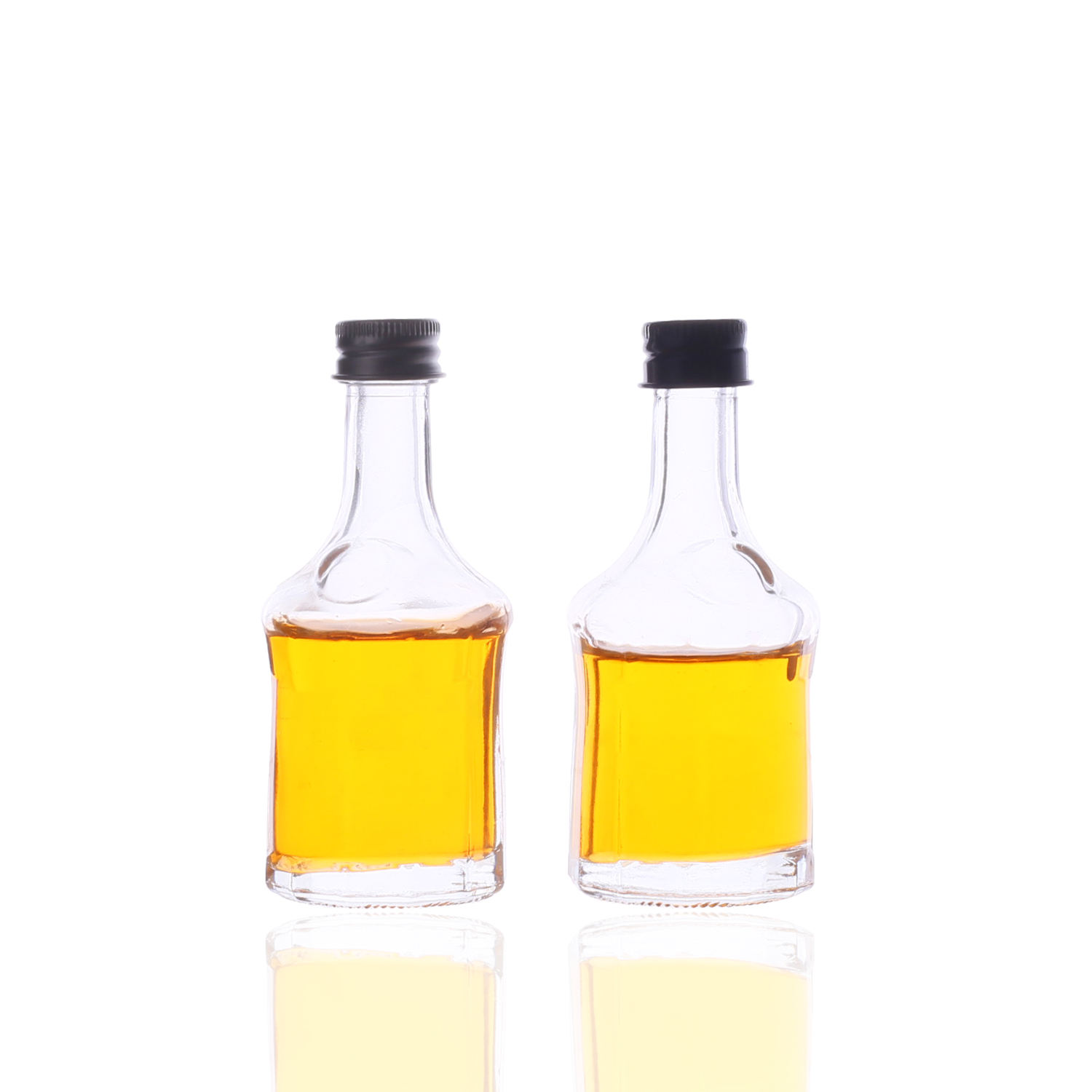 Wholesale Unique Shaped Round 50ml Mini Small Sample Juice Drinks Glass Wine Liquor Bottles With Screw Caps