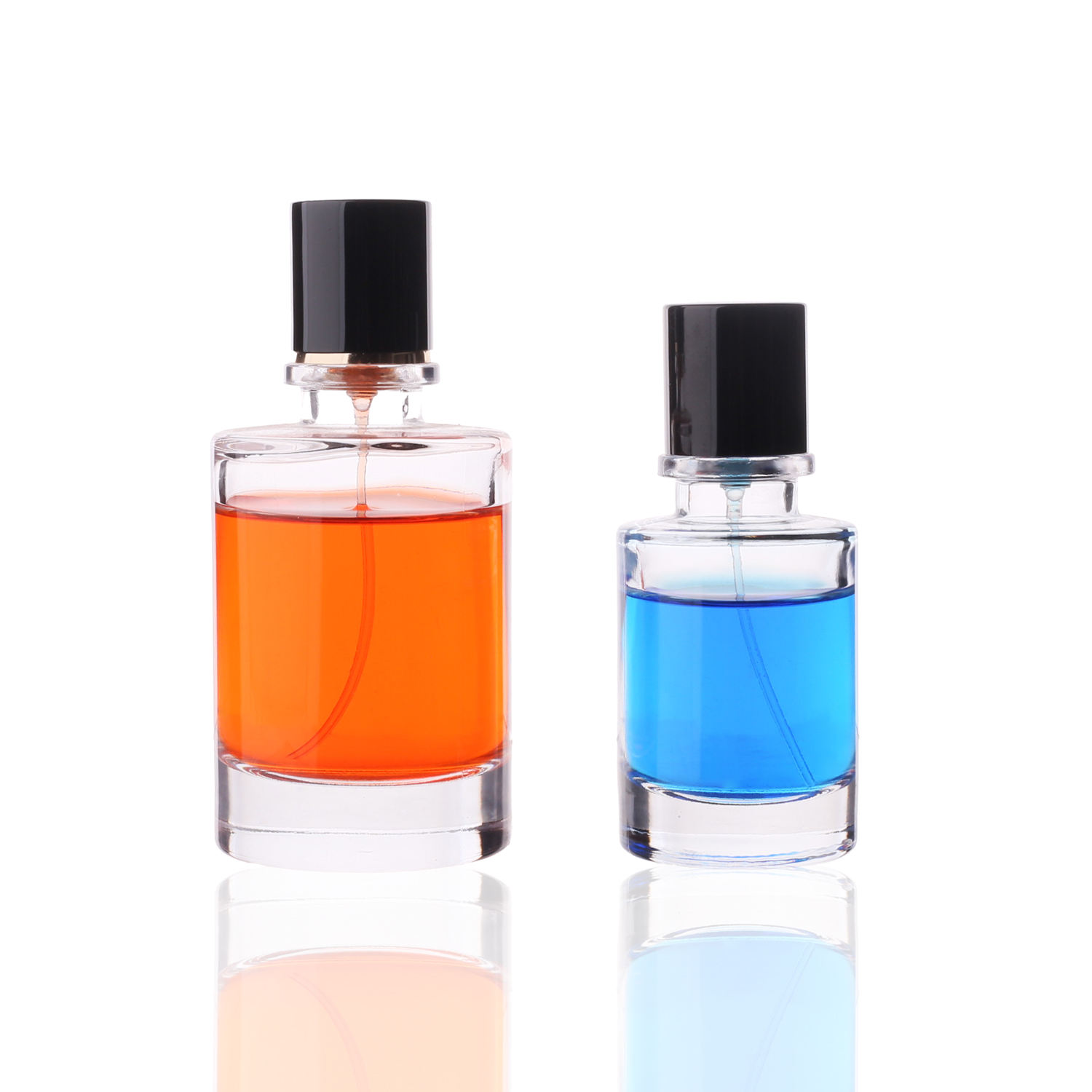 Wholesale High Grade Luxury Good Quality 50ml 100ml Cylinder Empty Clear Glass Perfume Bottle With Step Collar and Cap