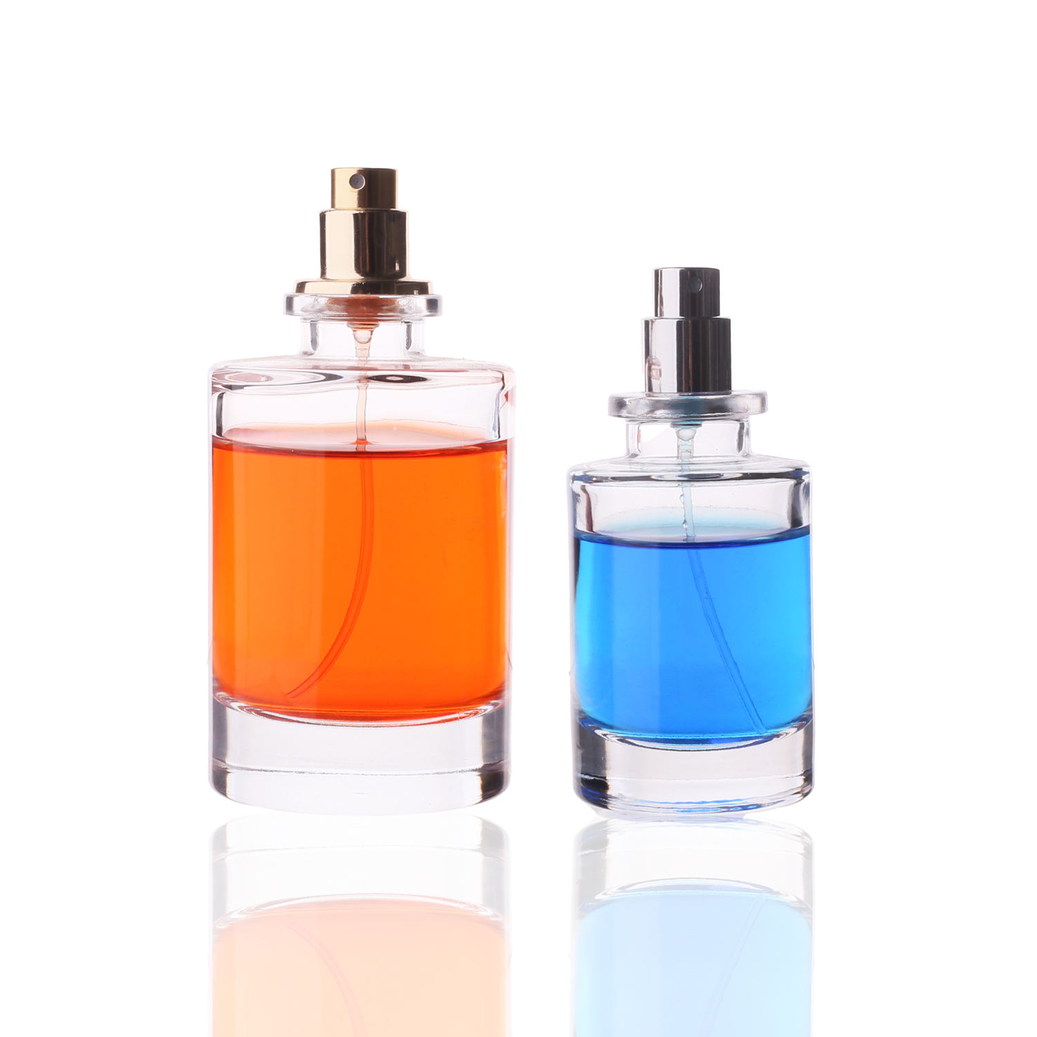 Wholesale High Grade Luxury Good Quality 50ml 100ml Cylinder Empty Clear Glass Perfume Bottle With Step Collar and Cap