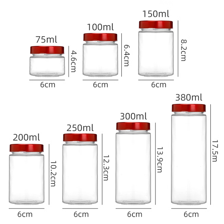 212ml 250ml 350ml Straight Glass Jar High Lid for Health Food Chill Sauce Honey Storage Use for Jelly Juice Olive Oil Cake Gift