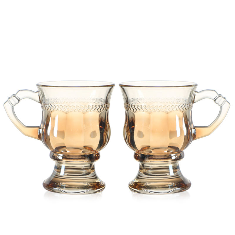 100ml Amber Glass Tumbler for Iced Coffee Elegant Goblet Cups