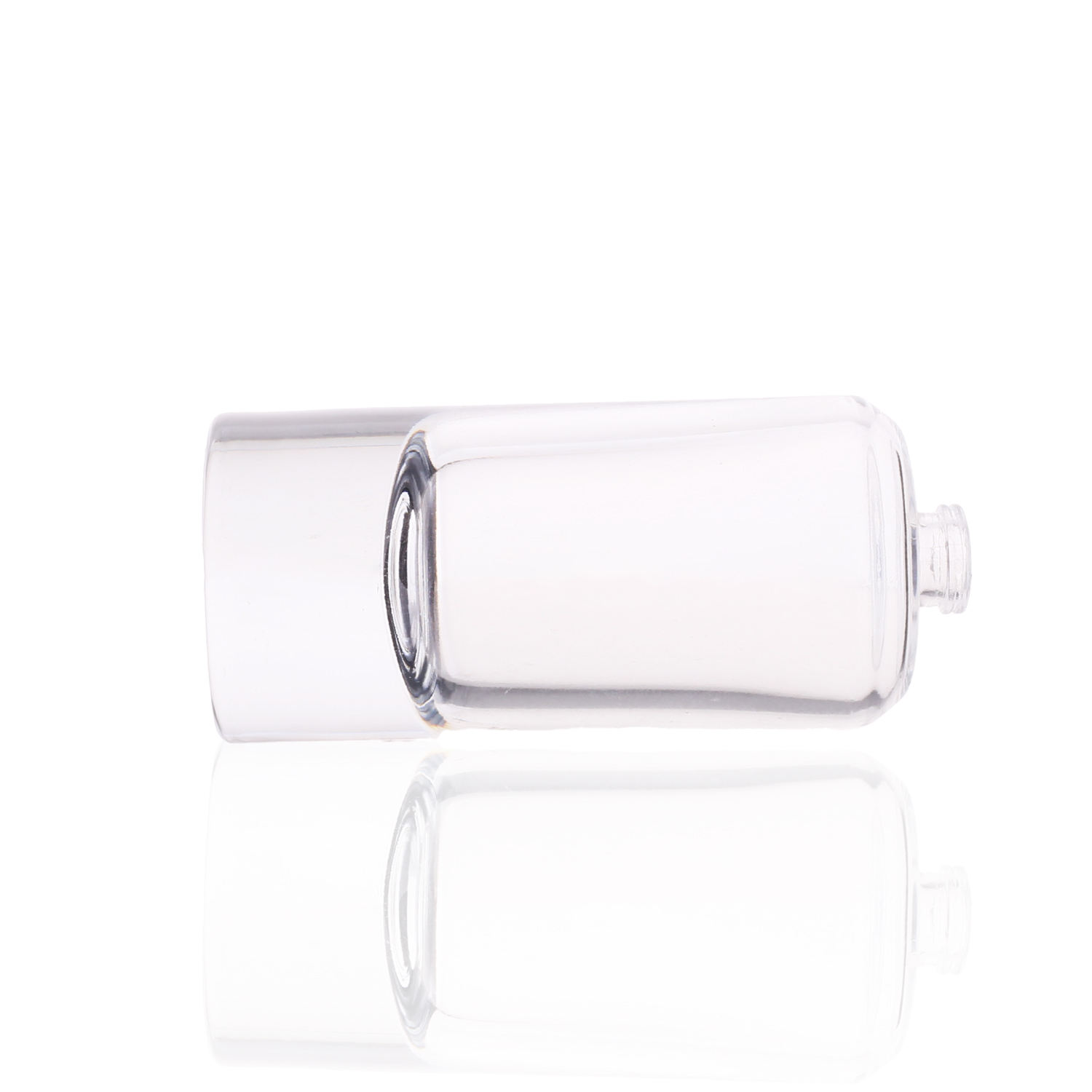 Wholesale High Quality Luxury Clear Empty Thick Based Glass Perfume Bottle With Black White Lid 50ml