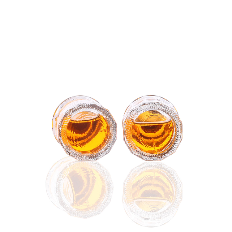 Wholesale Unique Shaped Round 50ml Mini Small Sample Juice Drinks Glass Wine Liquor Bottles With Screw Caps