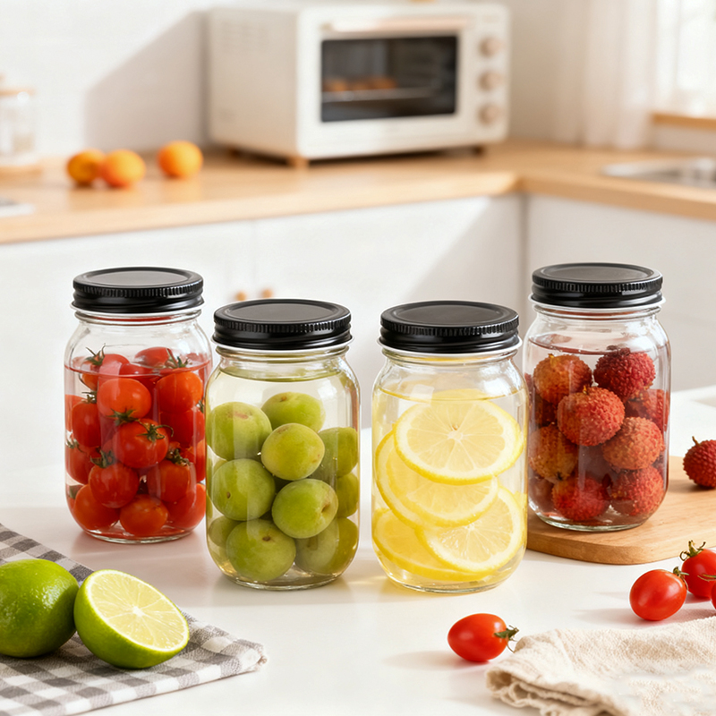 Food grade 16oz 470ml glass mason jars with 70mm screw lid wholesale