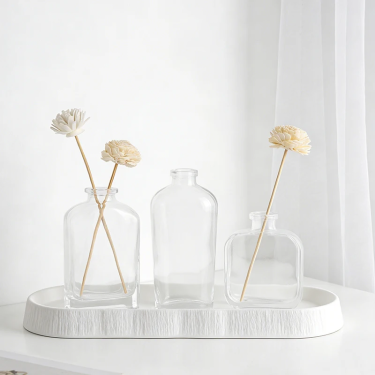 New Design Luxury Fragrance Glass Bottle 150ml 200ml 250ml Empty Flat Square Glass Diffuser Bottle Screen Printed