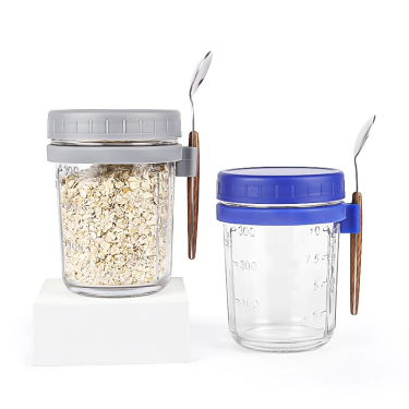 12oz 350ml Clear Modern Glass Mason Canning Jars Glass Food Bottle Preservable Sustainable with Plastic Screw Cap