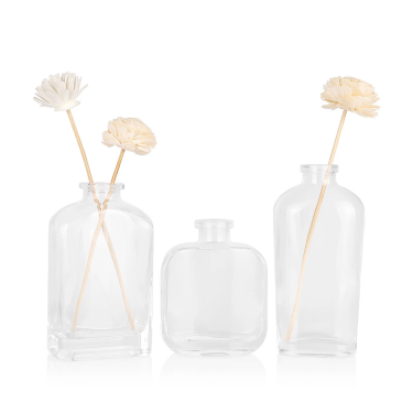 New Design Luxury Fragrance Glass Bottle 150ml 200ml 250ml Empty Flat Square Glass Diffuser Bottle Screen Printed