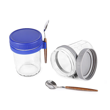 12oz 350ml Clear Modern Glass Mason Canning Jars Glass Food Bottle Preservable Sustainable with Plastic Screw Cap