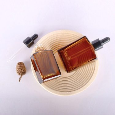 In stock essential oil dropper glass bottles 30ml 50ml 100ml flat-shouldered brown rectangular glass serum bottles