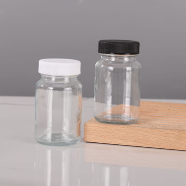 Small empty juice bottle glass capsule bottle 60ml 2oz cordyceps bottle with plastic screw cap