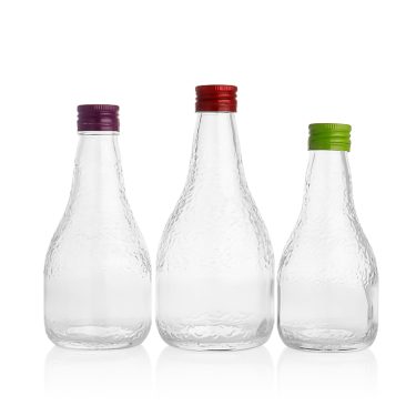 Fat orange skin glass juice bottle beverage bottles with aluminum lid 100ml 200ml 250ml 350ml 500ml 750ml