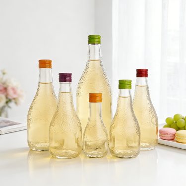 Fat orange skin glass juice bottle beverage bottles with aluminum lid 100ml 200ml 250ml 350ml 500ml 750ml