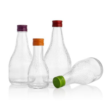 Fat orange skin glass juice bottle beverage bottles with aluminum lid 100ml 200ml 250ml 350ml 500ml 750ml