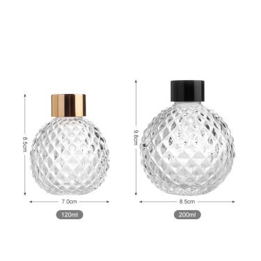 120ml 200ml 4oz 6oz Luxury crystal diamond embossed glass reed diffuser bottles