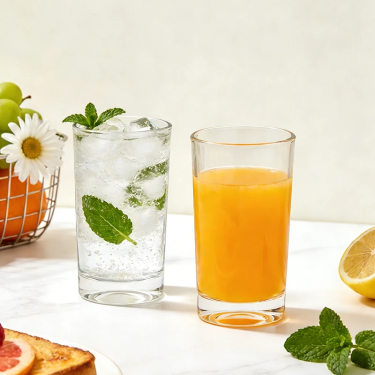 Small transparent round straight-sided glass cup for water juice milk tea cold drinks home hotel bar