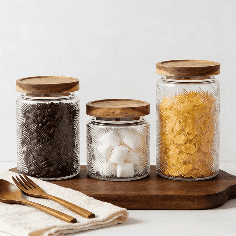 500ml 700ml 900ml Round Spice Tea Candy Nuts Chocolate Snack Glass Jars Kitchen Food Storage Glass Container