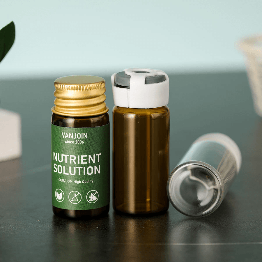 10ml Custom Labels Round Glass Tube Bottle with Leak Proof Screw Lids for Nutrient Solution and Health Supplement Packaging