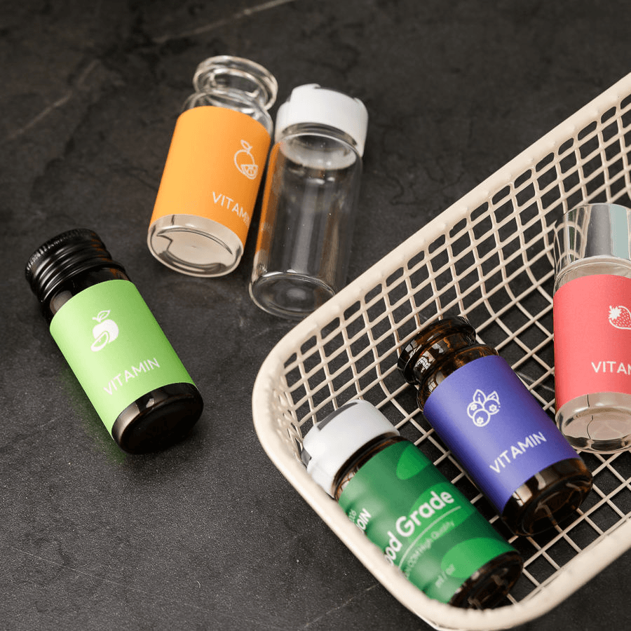 10ml Custom Labels Round Glass Tube Bottle with Leak Proof Screw Lids for Nutrient Solution and Health Supplement Packaging