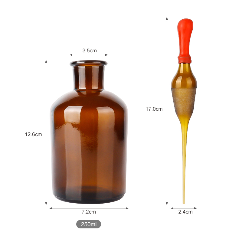 Laboratory brown glass dropper bottle empty rubber dropper bottle wholesale