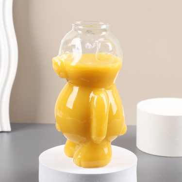 14oz Creative shape little bear glass cup bulk for milk tea milk beverage juice