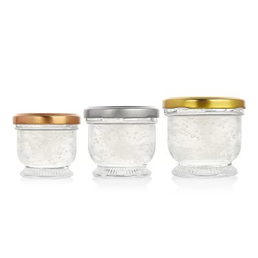 Wholesale lotus shape empty 60ml 85ml 130ml bird nest bottle glass jar with airtight lid