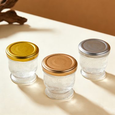 Wholesale lotus shape empty 60ml 85ml 130ml bird nest bottle glass jar with airtight lid